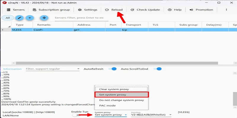 قطع و وصل کردن V2ray