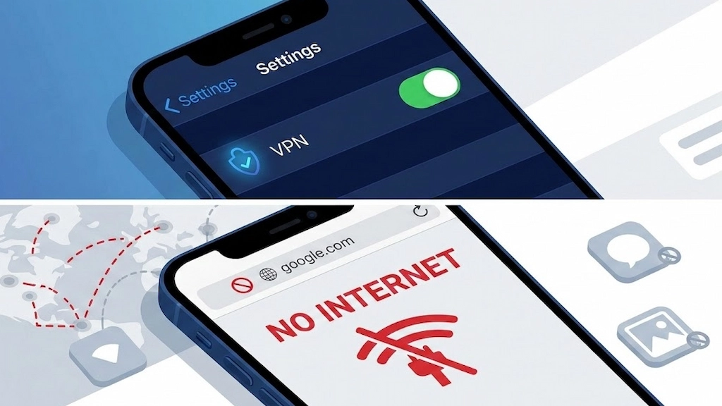 چرا VPN روی iOS وصل می‌شود ولی اینترنت قطع است؟